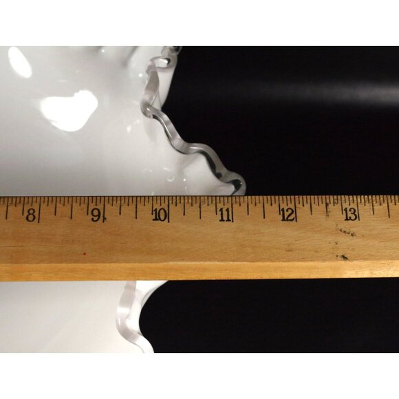 Vintage Fenton Silver Crest Double Ruffled Pedestal Compote Bowl, 8" x 11" Fruit - Picture 6 of 6